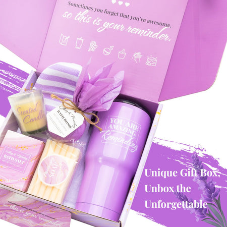 Indulge in Serenity: 8-Piece Lavender Bath and Body Gift Set with Stylish 20oz Tumbler - Perfect Get Well Soon & Birthday Surprise for Women!
