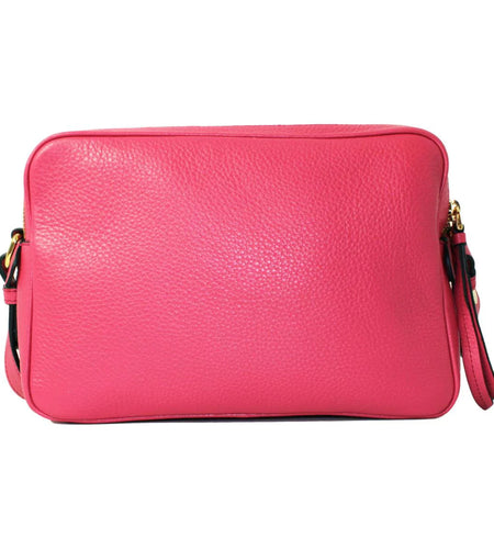 New  Argilla Grey Vitello Phenix Leather Double Zip Crossbody Bag 1BH079