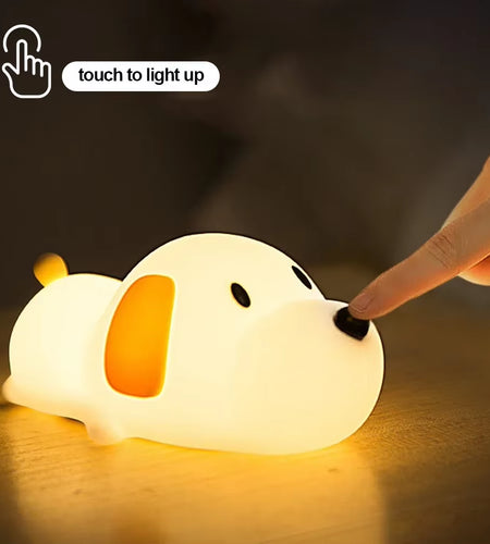 Cute Puppy Dog Touch Senor Night Light Silicone Dimmable Atmosphere Lamp Children Kids Holiday Gift Sleeping Bedroom Night Lamps