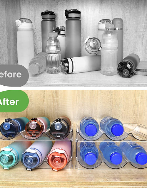 Load image into Gallery viewer, Water Bottle Organizer for Cabinet, Water Bottle Storage Organizer, 2 Packs Water Bottle Storage Rack, Water Bottle Holder for Cabinet, Stackable Water Bottle Storage Rack
