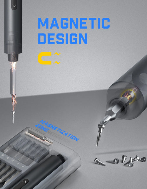 Load image into Gallery viewer, E1 Pro 3.7V (Not Led) Cordless Electric Screwdriver Kit, 3 N.M Torque with 24 Magnetic Bits, Quick-Charge Battery &amp; Magnetic Holder - Ideal for Electronics Repair (Phones, Laptops, Watches)
