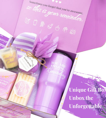 Indulge in Serenity: 8-Piece Lavender Bath and Body Gift Set with Stylish 20oz Tumbler - Perfect Get Well Soon & Birthday Surprise for Women!