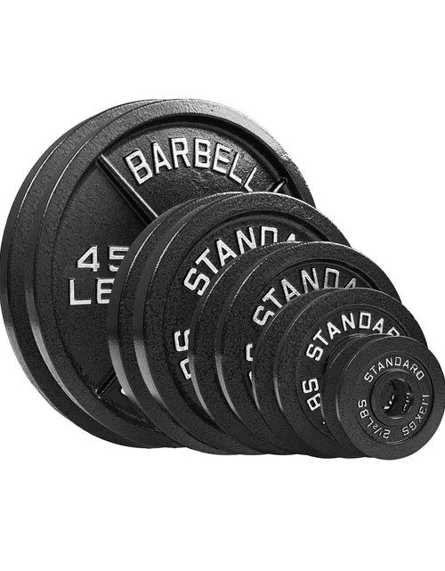 Load image into Gallery viewer, Steel Olympic Plates 175Lb Set - Olympic Standard Premium Coated 2.5Lb, 5Lb, 10Lb, 25Lb, 45Lb Pairs for Weight Lifting Powerlifting
