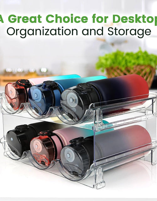 Load image into Gallery viewer, Water Bottle Organizer for Cabinet, Water Bottle Storage Organizer, 2 Packs Water Bottle Storage Rack, Water Bottle Holder for Cabinet, Stackable Water Bottle Storage Rack
