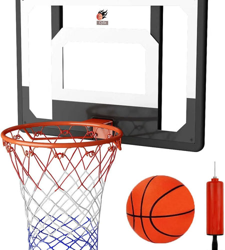 Wall Mount Large Basketball Hoop with Door Hooks, 32" X 23" Backboard, Ball and Rim, Outdoor Lndoor Basketball Hoops Games Set for Youth Adults Kids Gifts