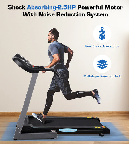 2.5 HP Folding Treadmill with 12 Levels Auto Incline 8.5 Mph Speed 15 Preset Program, 220Lbs Max Weight, for Home Gym