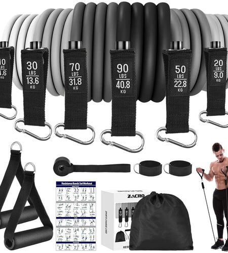 Resistance Bands Set, 270 Lbs Heavy Exercise Resistance Bands with Handles Door Anchor for Muscle Training Stretching Workout Bands for Home Gym