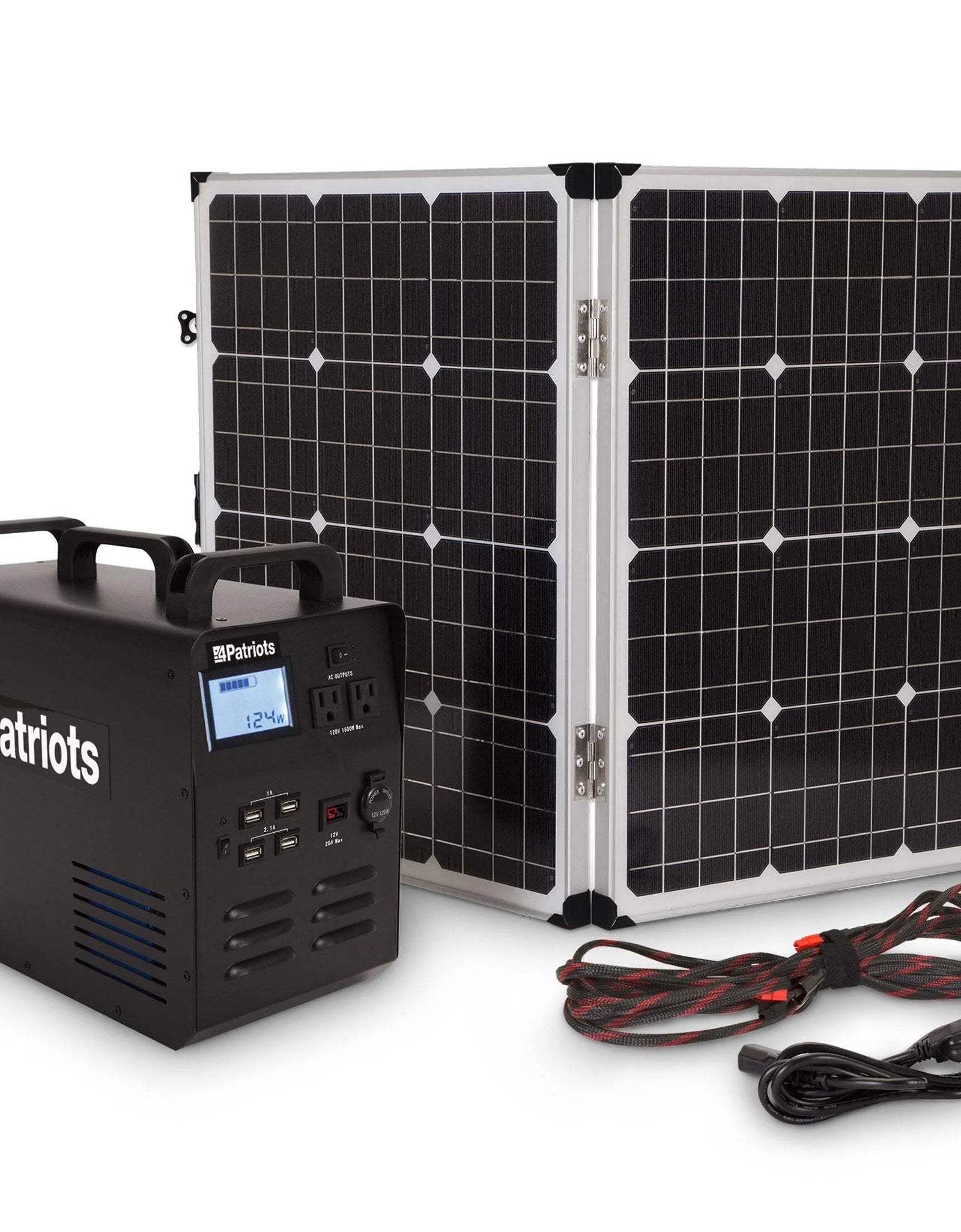 Patriot Power Generator - Fume-Free, Silent & Safe Lithium-Iron-Phosphate Battery - 100-Watt Solar Panel Included- Reliable Power Source during an Outage - Quiet and Portable - 2,500 + Lifecycles
