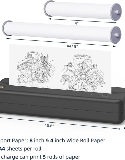 Load image into Gallery viewer, HPRT MT810 Portable Printer, A4 Wireless Bluetooth Travel Printer, Thermal Printer Support 8&quot; &amp; 4&quot; Thermal Roll Paper Suitable for Home Vehincles Office Business
