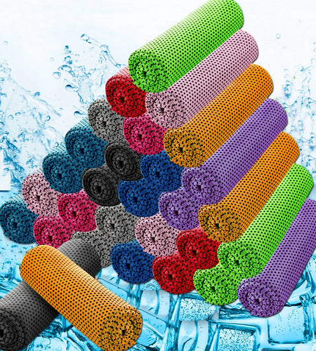30PCS Cooling Towels Ice Towel for Neck and Face, Gym Yoga Towel Microfiber Breathable Chilly Cool Exercise Towel for Running, Fitness, Camping, Outdoor Sport (Random Color)