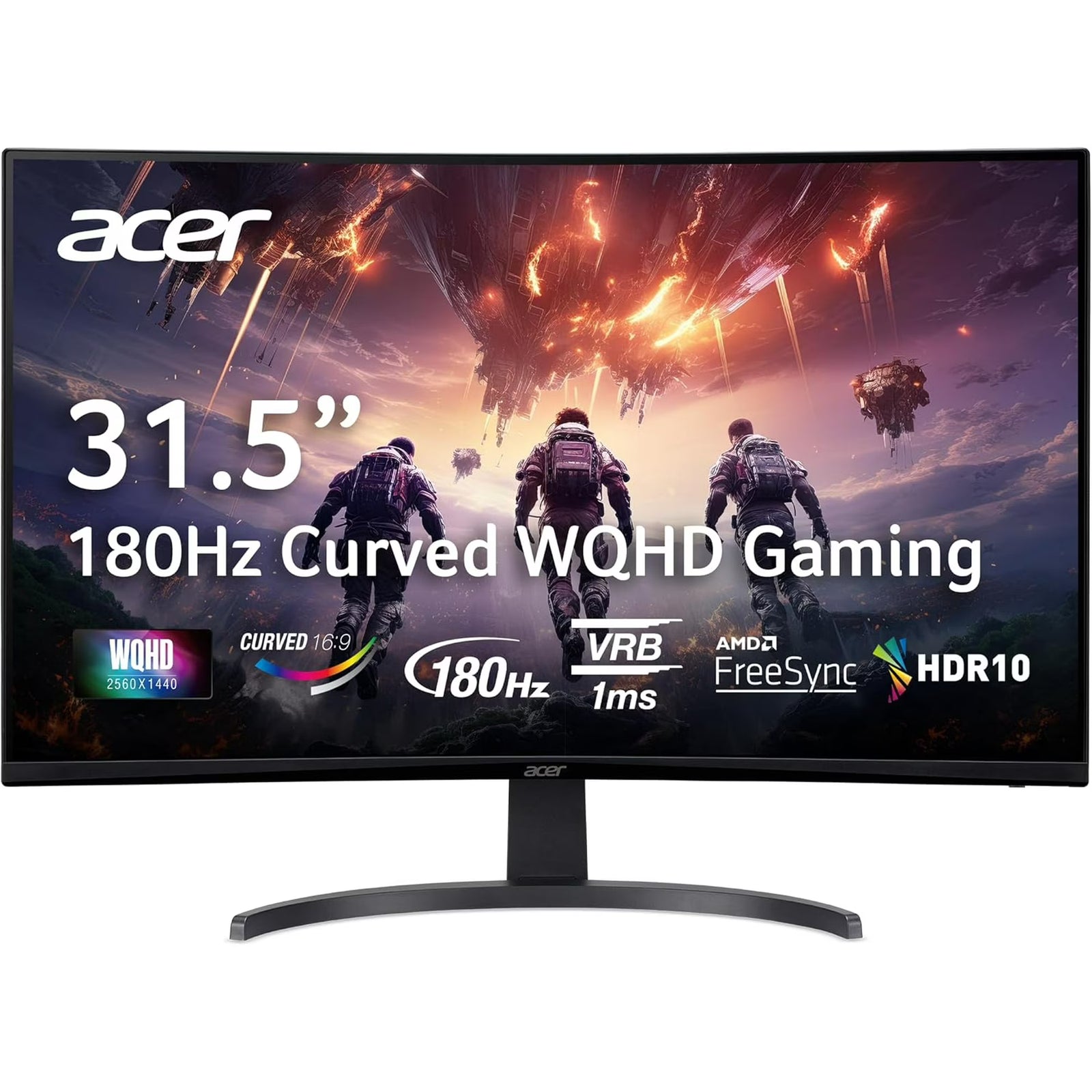 Nitro 31.5" Curved Full HD (1920 X 1080) 180Hz Gaming Monitor, Black, ED320QR S3Biipx