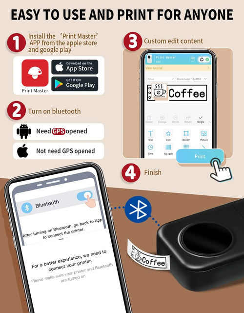 Load image into Gallery viewer, Label Maker Machine with Tape - D30 Thermal Smart Mini Label Printer - Bluetooth Wireless Portable Labeling Printer(Black)
