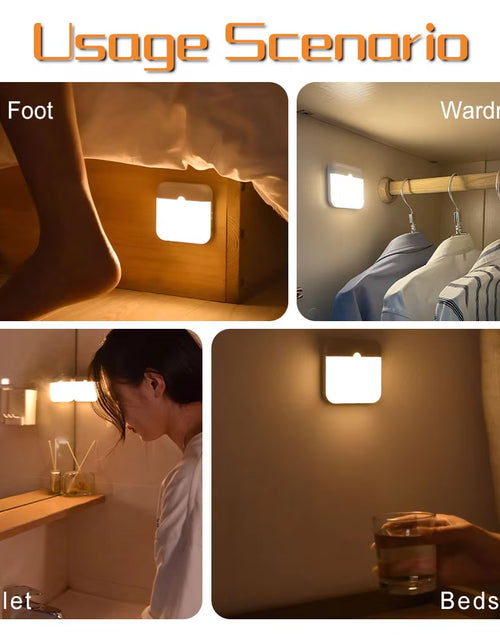 Load image into Gallery viewer, LED Motion Sensor Light Wireless LED Night Light Type C Rechargeable Night Light Cabinet Wardrobe Lamp Staircase for Kitchen LED

