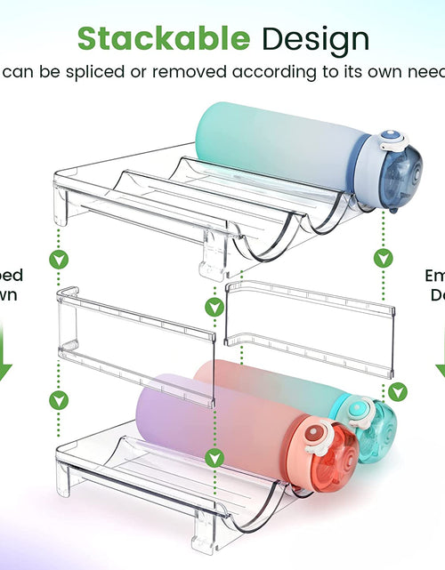 Load image into Gallery viewer, Water Bottle Organizer for Cabinet, Water Bottle Storage Organizer, 2 Packs Water Bottle Storage Rack, Water Bottle Holder for Cabinet, Stackable Water Bottle Storage Rack
