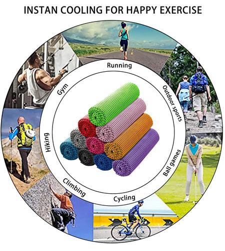 30PCS Cooling Towels Ice Towel for Neck and Face, Gym Yoga Towel Microfiber Breathable Chilly Cool Exercise Towel for Running, Fitness, Camping, Outdoor Sport (Random Color)