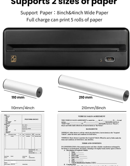 Load image into Gallery viewer, HPRT MT810 Portable Printer, A4 Wireless Bluetooth Travel Printer, Thermal Printer Support 8&quot; &amp; 4&quot; Thermal Roll Paper Suitable for Home Vehincles Office Business
