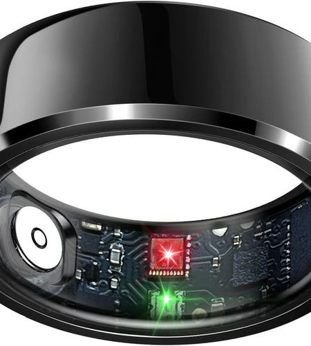 Smart Ring Health Tracker, Sleep Tracker Ring with Heart Rate, Waterproof Fitness Ring for Activity Monitoring/Steps/Distance/Calories, Air Gestures, up to 7-Day Battery, for Ios Android (Black,#10)