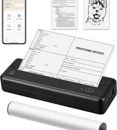 HPRT MT810 Portable Printer, A4 Wireless Bluetooth Travel Printer, Thermal Printer Support 8" & 4" Thermal Roll Paper Suitable for Home Vehincles Office Business