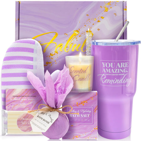 Indulge in Serenity: 8-Piece Lavender Bath and Body Gift Set with Stylish 20oz Tumbler - Perfect Get Well Soon & Birthday Surprise for Women!