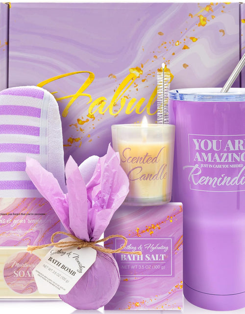 Load image into Gallery viewer, Indulge in Serenity: 8-Piece Lavender Bath and Body Gift Set with Stylish 20oz Tumbler - Perfect Get Well Soon &amp; Birthday Surprise for Women!
