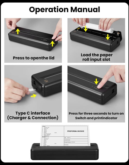 Load image into Gallery viewer, HPRT MT810 Portable Printer, A4 Wireless Bluetooth Travel Printer, Thermal Printer Support 8&quot; &amp; 4&quot; Thermal Roll Paper Suitable for Home Vehincles Office Business
