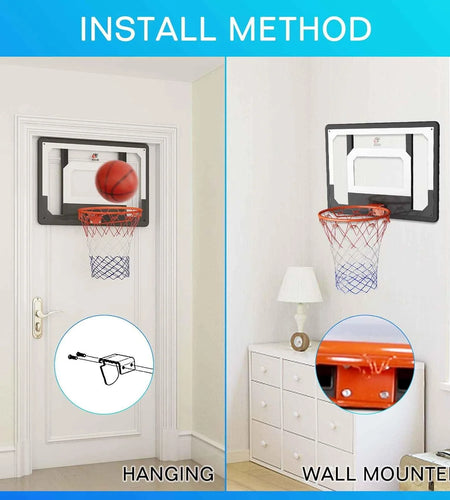 Wall Mount Large Basketball Hoop with Door Hooks, 32" X 23" Backboard, Ball and Rim, Outdoor Lndoor Basketball Hoops Games Set for Youth Adults Kids Gifts
