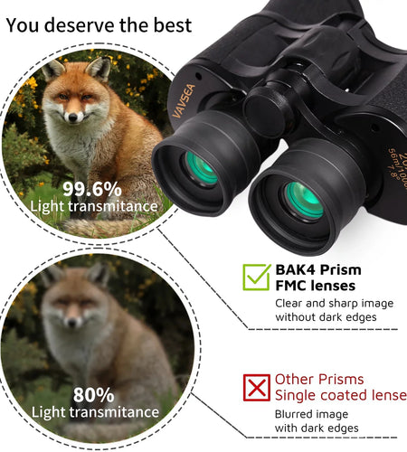 Binoculars, 20X50 Binoculars for Adults, Compact HD High Powered Binoculars with Low Night Vision 28Mm Large Field Binoculars with BAK4 Prism FMC Lens for Hunting Bird Watching Sports