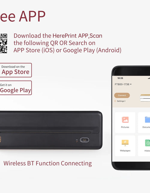 Load image into Gallery viewer, HPRT MT810 Portable Printer, A4 Wireless Bluetooth Travel Printer, Thermal Printer Support 8&quot; &amp; 4&quot; Thermal Roll Paper Suitable for Home Vehincles Office Business
