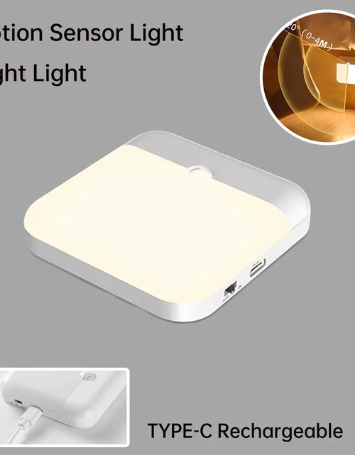 Load image into Gallery viewer, LED Motion Sensor Light Wireless LED Night Light Type C Rechargeable Night Light Cabinet Wardrobe Lamp Staircase for Kitchen LED
