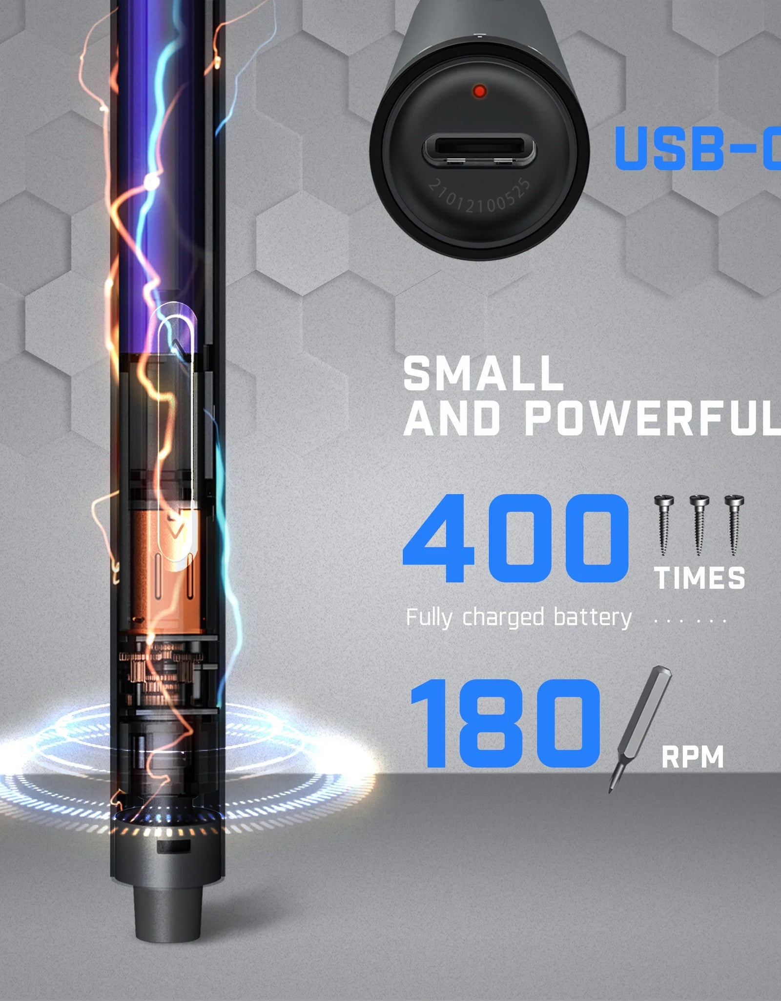 E1 Pro 3.7V (Not Led) Cordless Electric Screwdriver Kit, 3 N.M Torque with 24 Magnetic Bits, Quick-Charge Battery & Magnetic Holder - Ideal for Electronics Repair (Phones, Laptops, Watches)